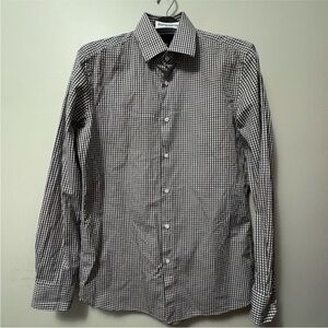 Boss Monochrome Checkered Button Down Shirt size 39 151/5 US medium
